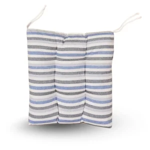 Cojín de Silla Mullido Rayas Azul y Grris